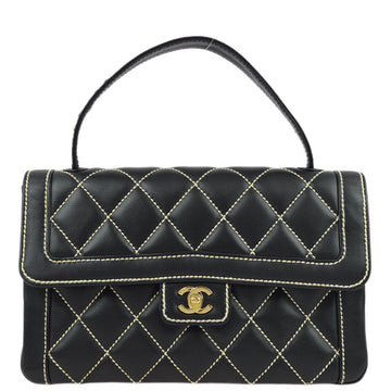 CHANEL Black Calfskin Wild Stitch Handbag 162204