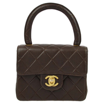 CHANEL Brown Lambskin Classic Flap Micro Handbag 162360