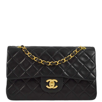 CHANEL Black Lambskin Small Classic Double Flap Shoulder Bag 162361