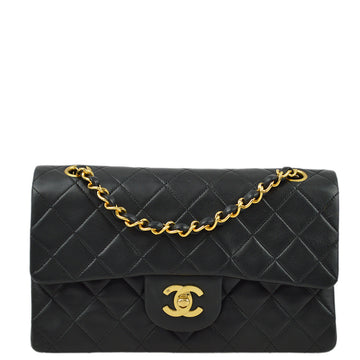 CHANEL Black Lambskin Small Classic Double Flap Shoulder Bag 172050