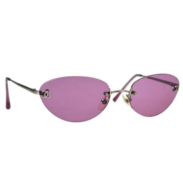 CHANEL Sunglasses Eyewear Purple Small Good 181729