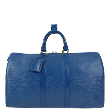 LOUIS VUITTON Blue Epi Keepall 45 Duffle Handbag M42975 182335