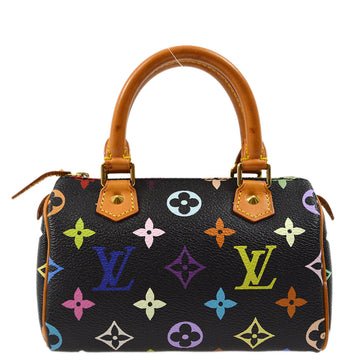 LOUIS VUITTON 2008 Black Monogram Multicolor Mini Speedy Handbag M92644 191501