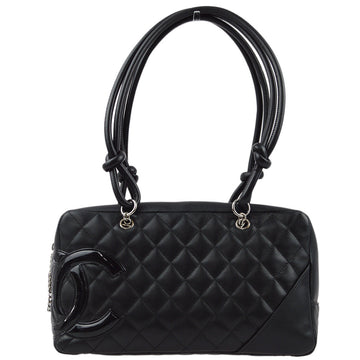 CHANEL Black Calfskin Cambon Ligne Bowling Handbag 191543