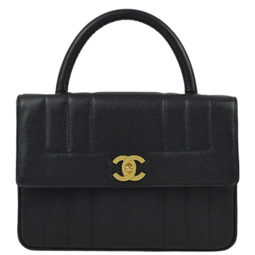 CHANEL Black Caviar Mademoiselle Straight Flap Handbag 191775