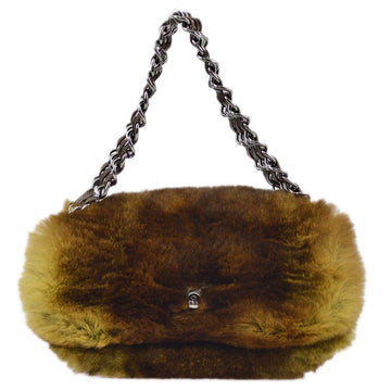 CHANEL Brown Fur Chain Handbag 162159