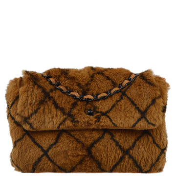 CHANEL Brown Fur Straight Flap Shoulder Bag 172611