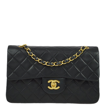 CHANEL Black Lambskin Small Classic Double Flap Shoulder Bag 181559
