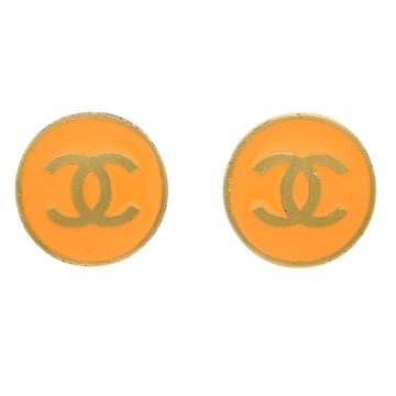 CHANEL Orange Button Earrings Clip-On 01P 191765