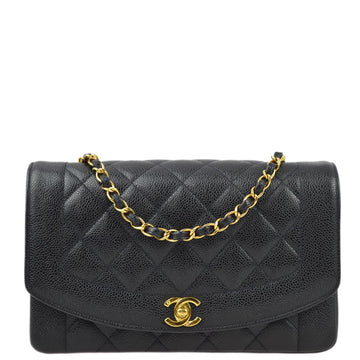 CHANEL Black Caviar Medium Diana Shoulder Bag 162092