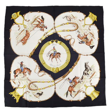 HERMES Carre 90 Pampa Scarf Black Small Good 182288
