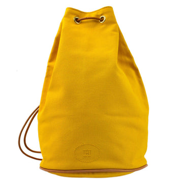 HERMES Yellow Canvas Polochon Mimile PM Drawstring Bucket Bag 182546