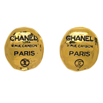 CHANEL Oval Earrings Clip-On Gold 191562