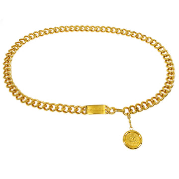 CHANEL Medallion Chain Belt Gold Small Good 191756