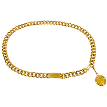 CHANEL Medallion Chain Belt Gold Small Good 191760