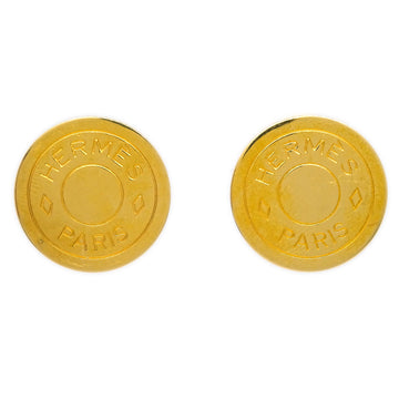HERMES Gold Button Earrings Clip-On 191836