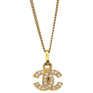 CHANEL CC Chain Pendant Necklace Rhinestone Gold 3311 191848