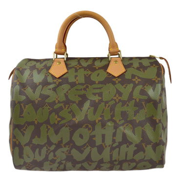 LOUIS VUITTON 2001 Green Monogram Graffiti Speedy 30 Handbag M92194 191989