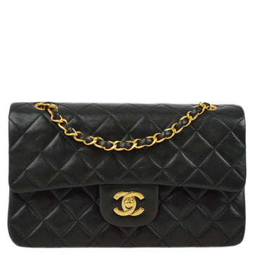 CHANEL Black Lambskin Small Classic Double Flap Shoulder Bag 192086