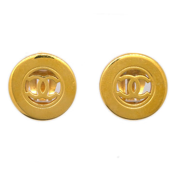 CHANEL Button Earrings Clip-On Gold 97A 192126