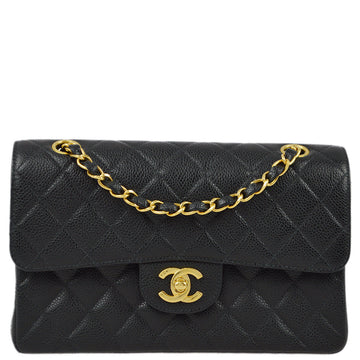 CHANEL Black Caviar Small Classic Double Flap Shoulder Bag KK31262