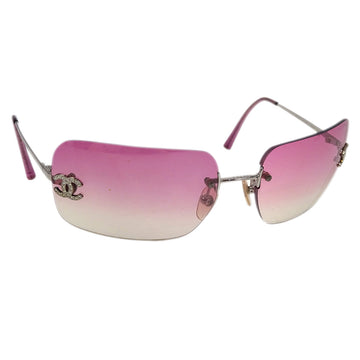CHANEL Sunglasses Eyewear Rhinestone Pink Small Good 172678