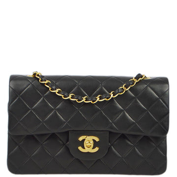 CHANEL Black Lambskin Small Classic Double Flap Shoulder Bag 172857