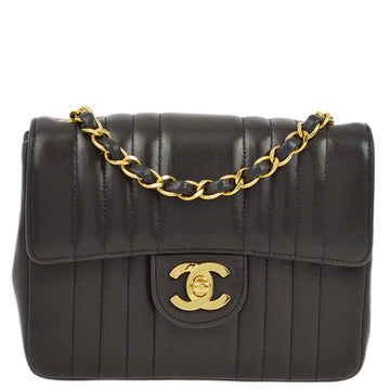 CHANEL Black Lambskin Mademoiselle Mini Classic Square Flap Bag 17 172922