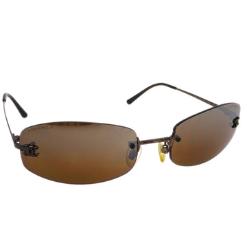 CHANEL Sunglasses Eyewear Brown Small Good 172989