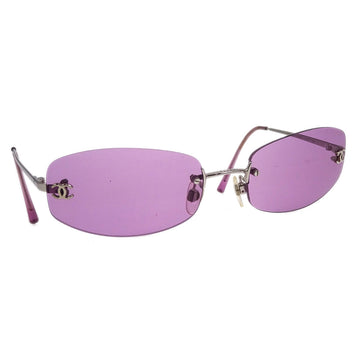 CHANEL Sunglasses Eyewear Purple Small Good 173018