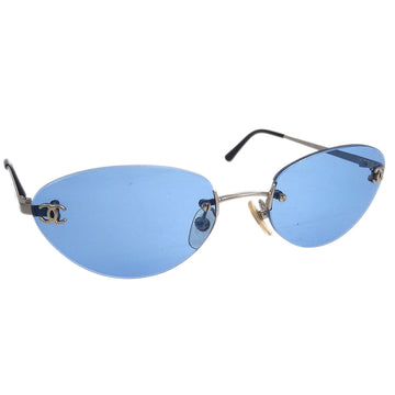 CHANEL Sunglasses Eyewear Blue Small Good 173021