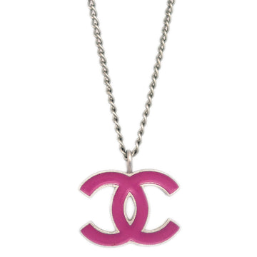 CHANEL Chain Necklace Silver Pink 04P 173076