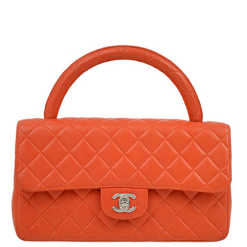 CHANEL Orange Lambskin Medium Classic Flap Handbag 182699