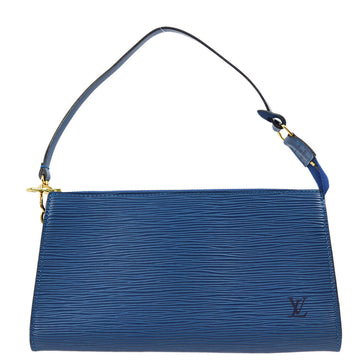 LOUIS VUITTON Blue Epi Pochette Accessoires Pouch Handbag M52955 162328