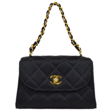 CHANEL Black Satin Chain Handbag 172925