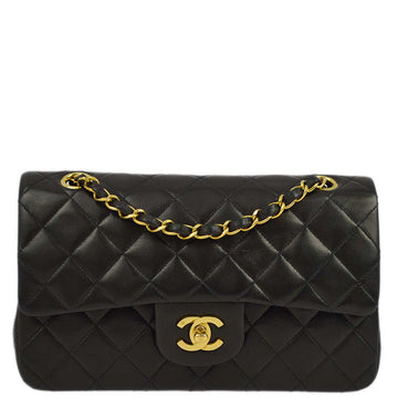 CHANEL Black Lambskin Small Classic Double Flap Shoulder Bag 172926