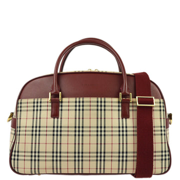 BURBERRY Beige Bordeaux  Check 2way Shoulder Handbag 173011