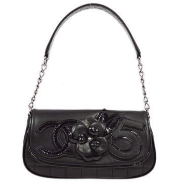 CHANEL Black Lambskin Choco Bar Camellia Handbag 173041