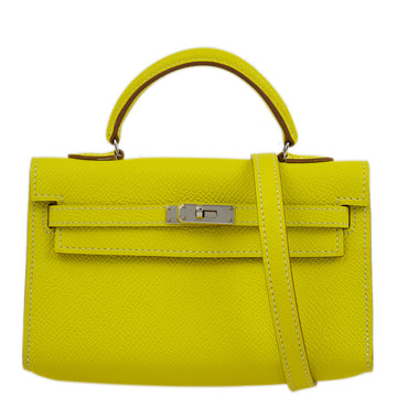 HERMES Lime Epsom Tiny Kelly 2way Shoulder Handbag 192477