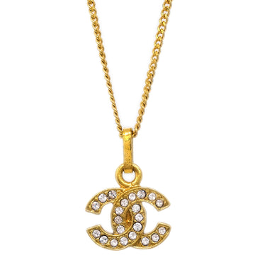 CHANEL CC Chain Pendant Necklace Rhinestone Gold 3311 162287