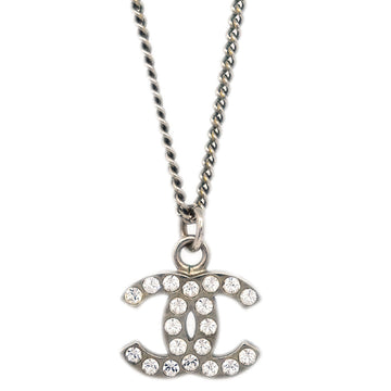 CHANEL CC Chain Necklace Pendant Rhinestone Silver B12V 162297