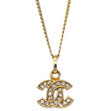 CHANEL CC Chain Pendant Necklace Rhinestone Gold 3311/1982 162312