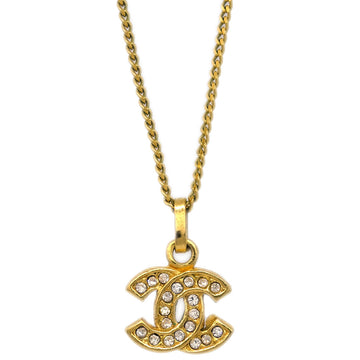 CHANEL CC Chain Pendant Necklace Rhinestone Gold 3311/1982 162318