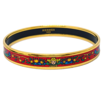 HERMES Enamel Cloisonne Ware Bangle Gold 162394