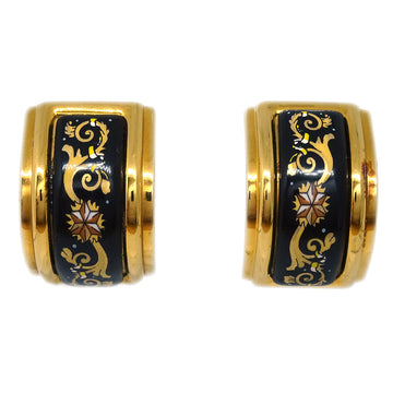 HERMES Gold Enamel Cloisonne Ware Earrings Clip-On 162396