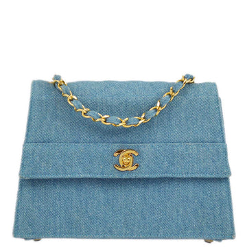 CHANEL Blue Denim Straight Flap Shoulder Bag 162656