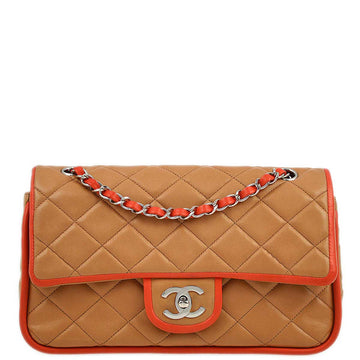 CHANEL Brown Lambskin French Riviera Medium Double Flap Shoulder Bag 162657