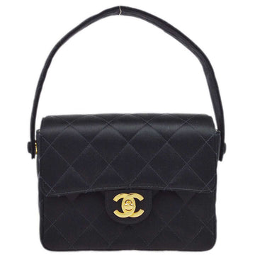 CHANEL Black Satin Mini Classic Square Flap Handbag 162702