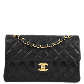 CHANEL Black Lambskin Small Classic Double Flap Shoulder Bag 172961