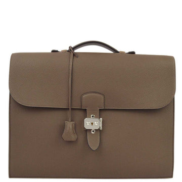 HERMES Taupe Etoupe Togo Sac a Depeches 38 Briefcase 173161